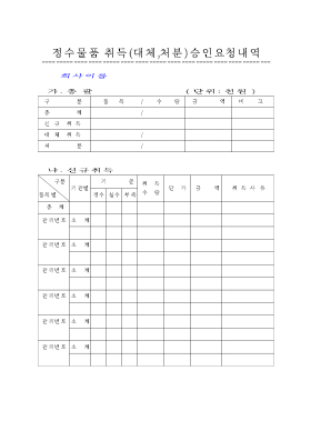 정수물품취득(대체처분)승인요청내역1 정수물품취득(대체처분)승인요청내역1
